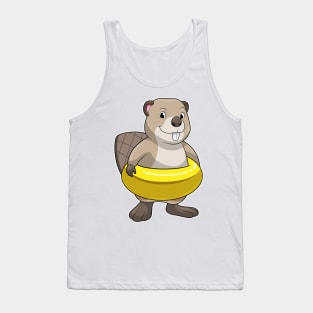 Beaver at Swimming with Swim ring Tank Top